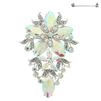 CRYSTAL RHINESTONE FLORAL BROOCH PIN
